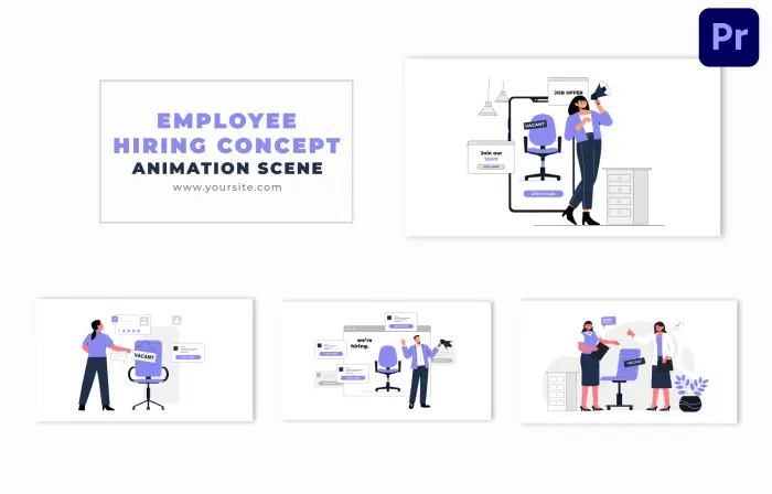 Employee Hiring Concept Flat Design Character Animation Scene